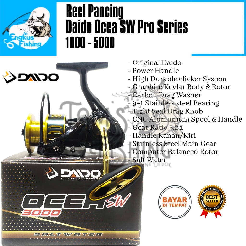 Reel Pancing Daido Ocea SW Pro Series 1000 - 5000 (9+1Bearing) Salt Water PH - Engkus Fishing