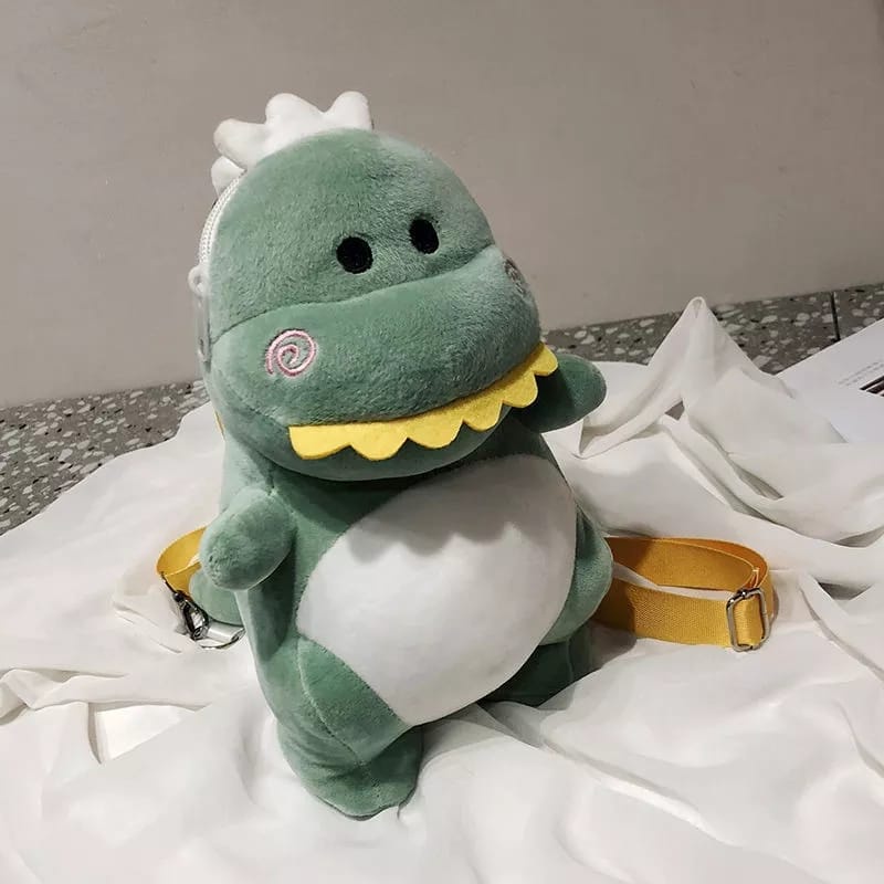 &quot;aurabagss&quot; - Tas Wanita Tas Dinosaurus Boneka Selempang Kartun Bahan Plush Bag Tas Dino Ala Jepang Korea Terbaru