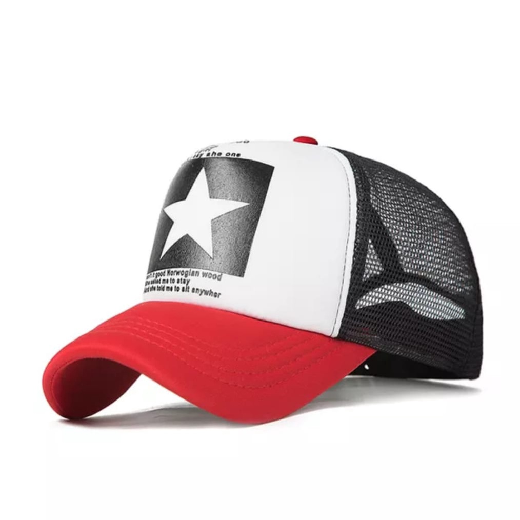 TOPI TRUCKER PRIA - TOPI JARING DISTRO LOGO BINTANG KUALITAS PREMIUM TERBARU COD