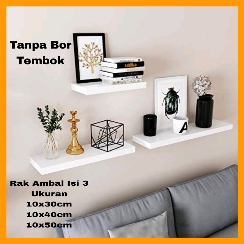 [COD] RAK PAJANG DINDING MINIMALIS ISI 3 - RAK AMBALAN - RAK KAYU DINDING AMBAL 1SET ISI 3