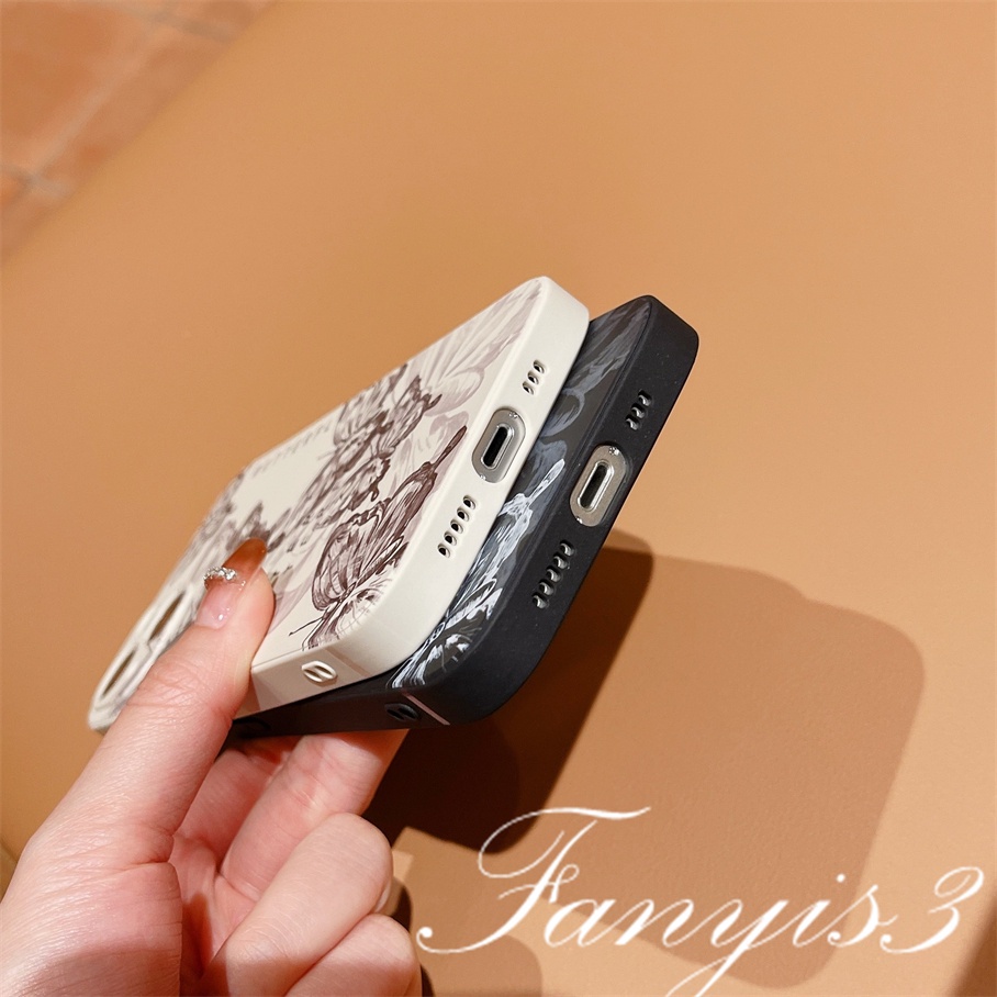 Realme C55 C35 C33 C30s C31 9i C25Y C21Y C25 C25s C21 C20 C15 C12 C11 8Pro 8i C3 5 5i 5s 6i Narzo 50A Prime 50i Hitam Putih Butterfly Casing Telepon Soft Cover Silikon