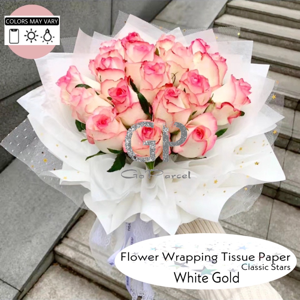 ( 5 Lembar  ) MARBLE GOLD LINE  - FLOWER WRAPPING TISSUE PAPER / KERTAS TISU / BUKET BUNGA / KERTAS BUNGA