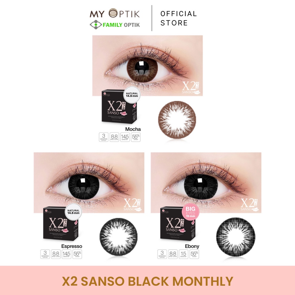 X2 Sanso Color Black Softlens hitam