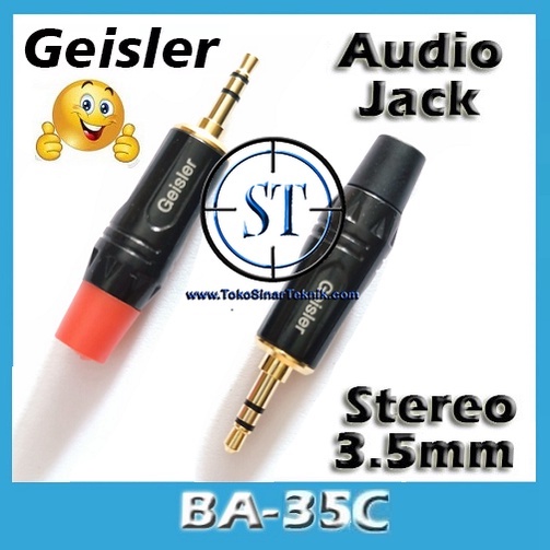 Jack Mini Stereo 3.5mm Geisler Gold Plate Audio Headphone Headset Buntut Aux Body Besi Konektor Male BA-35C