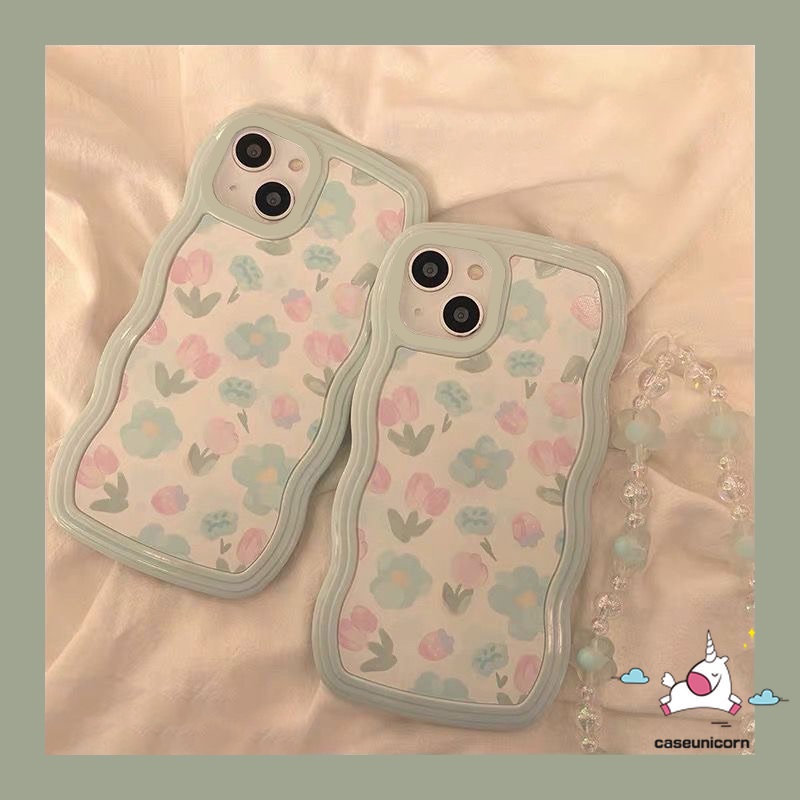 Casing Samsung A14 A50 A13 A04s A12 A03s A04 A32 A04E A53 A03 A50s A52 A22 A30s A23 A52s A21s A31 A20s A11 A02s A51 A33 A20 M22 Wave Edge Watercolor Fresh Bunga Biru Soft Case