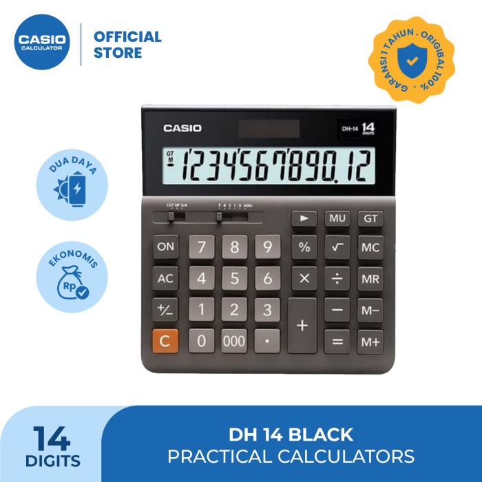 

GRATIS ONGKIR CASIO DH-14 - Hitam - Kalkulator Kantor - 14 digit