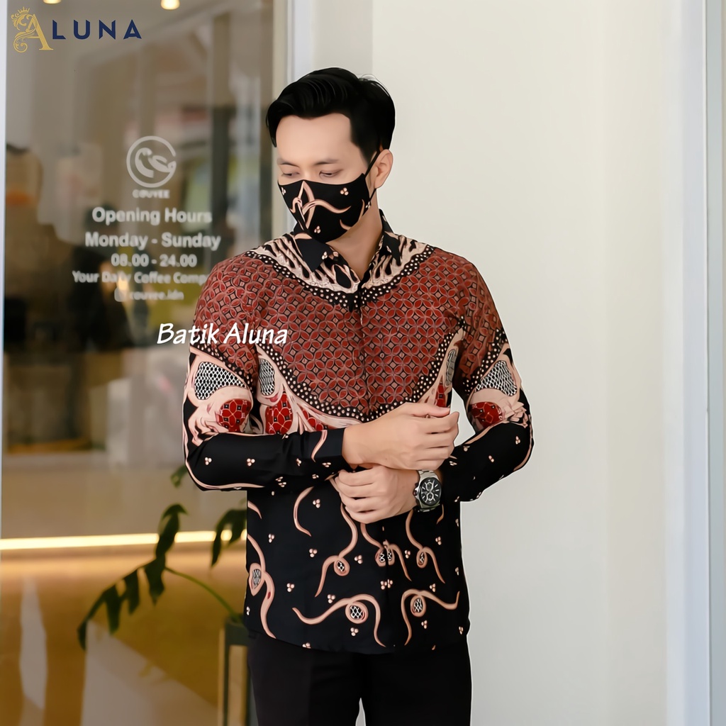 Baju Batik Pria Cowok Lengan Panjang Slimfit Atasan Batik Premium Pria Cowok Batik Pekalongan Kekinian Original Modern Seragam Kantor Jumbo SBA 06