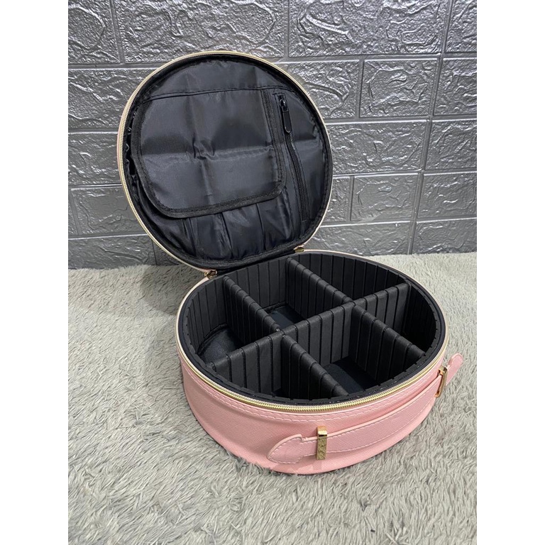 New Tas Kosmetik Tas Make up Oval PU Premium Beauty Case