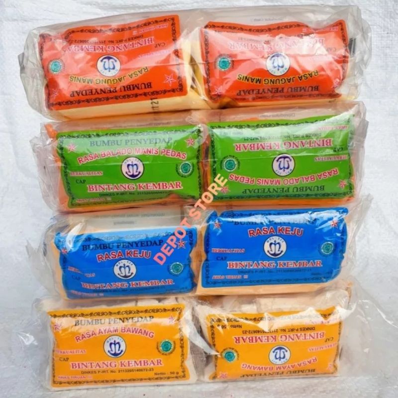 

BUMBU TABUR MASAK/Cemilan cap BINTANG KEMBAR KEMASAN 50 GRAM