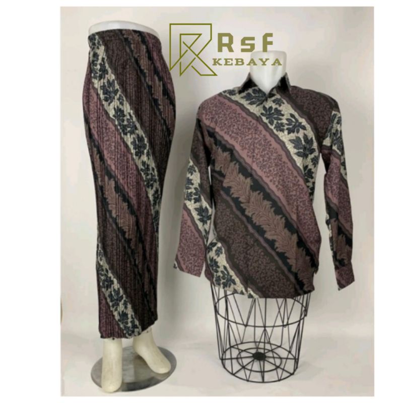KEMEJA BATIK COUPLE LENGAN PANJANG/ROK BATIK PLISKET/COUPLE WISUDA/COUPLE KONDANGAN/SERAGAMAN PESTA/