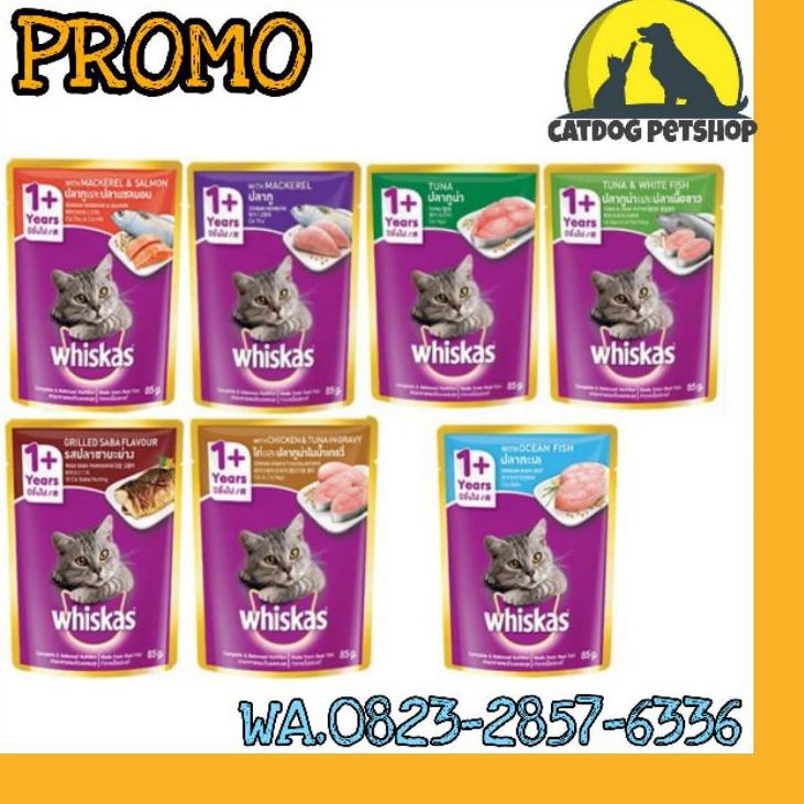 

6.6 Terlaris Makanan Kucing Whiskas Pouch Sachet 85gr All Varian Makanan Basah Whiskas