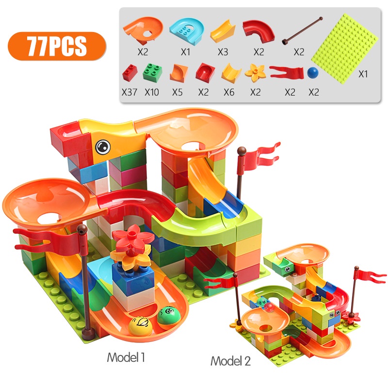 777 Pcs Marble Race Run Big Block Compatible Kota Blok Bangunan Corong Slide Blok DIY Batu Bata Besar Mainan Untuk Anak Hadiah