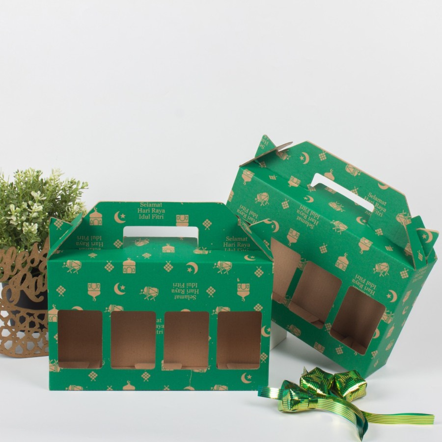 

10 pcs dus jinjing hampers edisi idul fitri ukuran 28.5x6.5x18.5cm kotak parcel lebaran kemasan botol 350ml