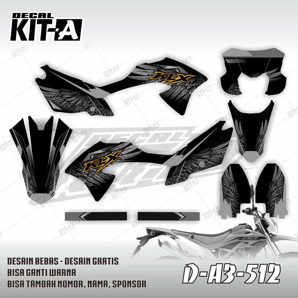 Decal klx bf extreme hitam abu black silver gold klx bf 150 decal sticker klx150 bf