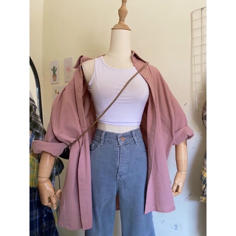 [BEST SELLER] KEMEJA OVERSIZE LINEN NO KANTONG | KEMEJA WANITA | KEMEJA OVERSIZE | OVERSIZE | Tami shirt | Alice shirt | LONG SQUARE | ATASAN WANITA | Nagita Long Square Terbaru Airflow Blouse Atasan Big Size Wanita Oversized Top Cewek Kasual Bisa COD