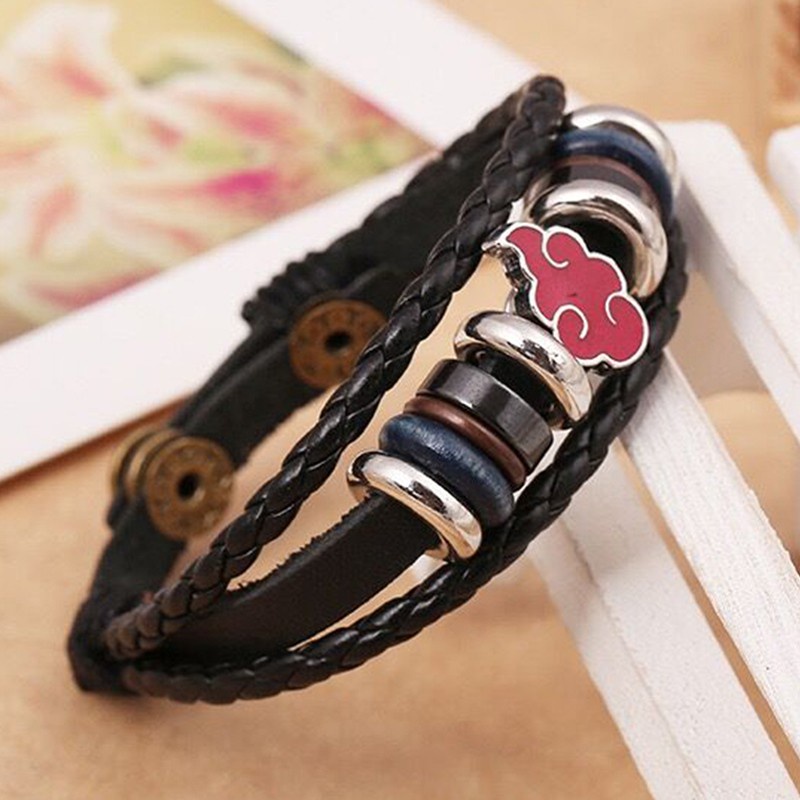 [Z H Jewelry] Fashion Pria Naruto Kulit Gelang Stainless Steel/Aksesoris Perhiasan Pesta 18.5CM~21.5CM