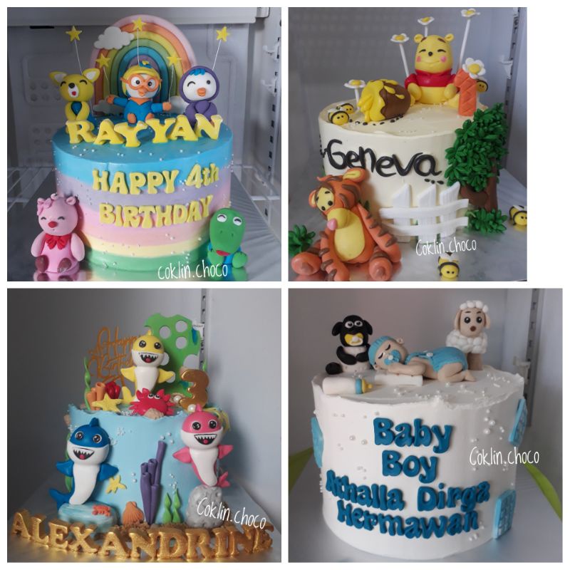 winnie the pooh cake birthday  kue ultah beruang madu/ keik karakter winni the pooh tigger /cale baby shark/ cake domba