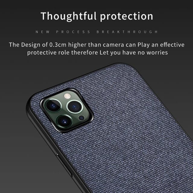 Iphone 12 Mini 12 12 Pro 12 Pro Max Softcase Fabric Denim Cover Silikon Softcase- Hitam, Iphone 12