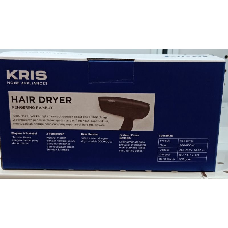 KRIS Travel Hair Dryer/Pengering Rambut/Hair Dryer Lipat - Hitam