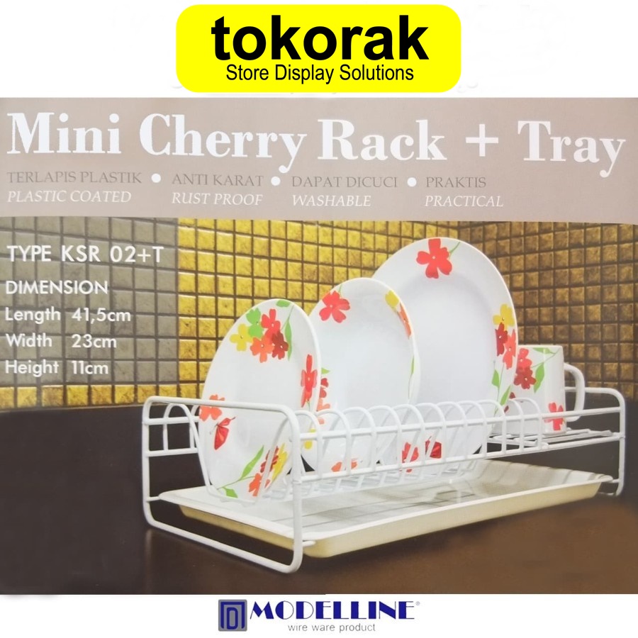 RAK PIRING GELAS MINI CHERRY + TRAY RACK MODELLINE KERANJANG DAPUR MODELLIN