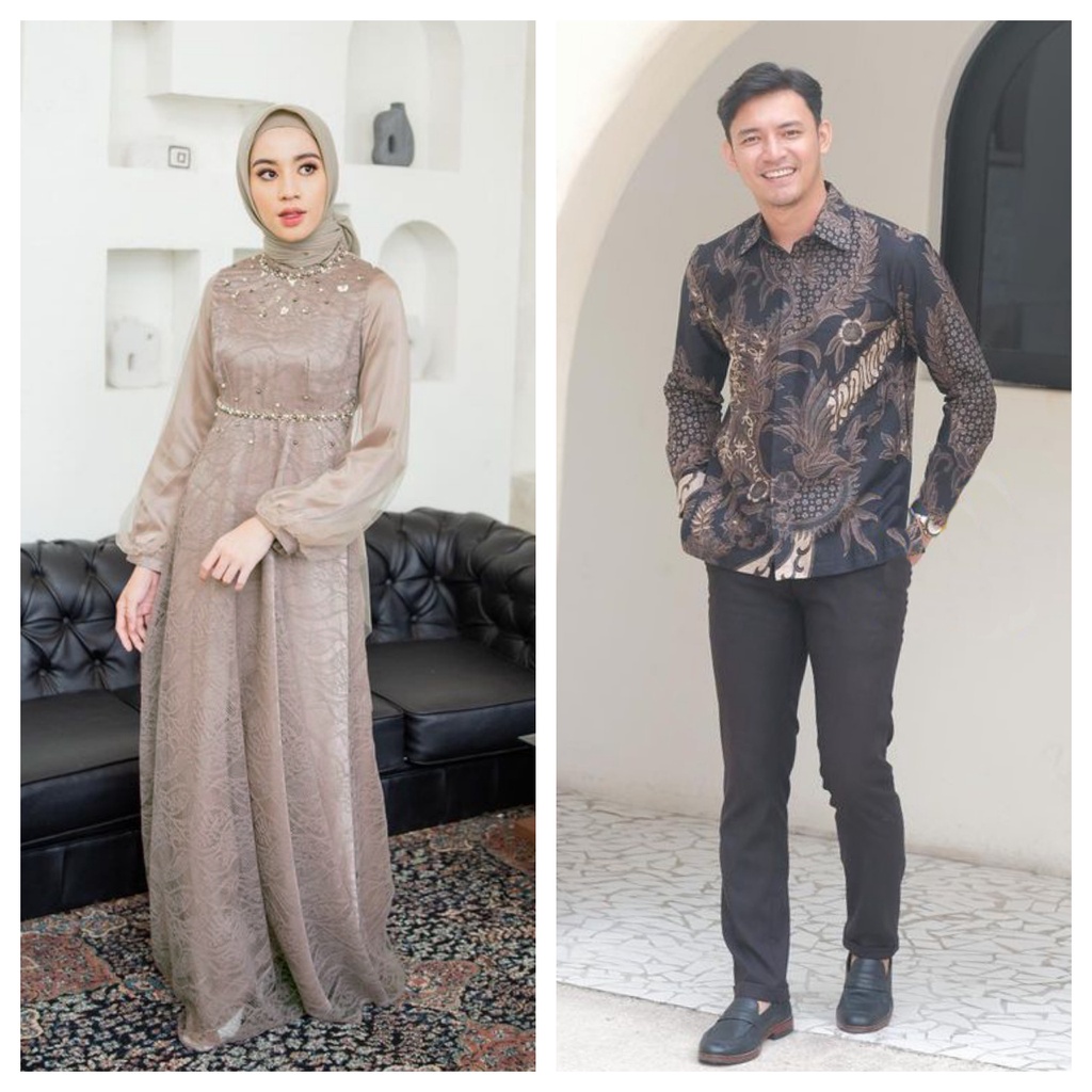 New Arrival - SHOPASHOP SOLO Couple Dress Nadira &amp; Kemeja Batik Lengan Panjang M L XL