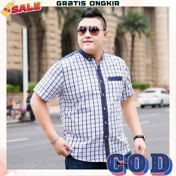 Baju Atasan Pria Lengan Pendek Kemeja Pria Bigsize Kmja Kerah Cowok Kasual Hem Cowok Keren Kemeja Co