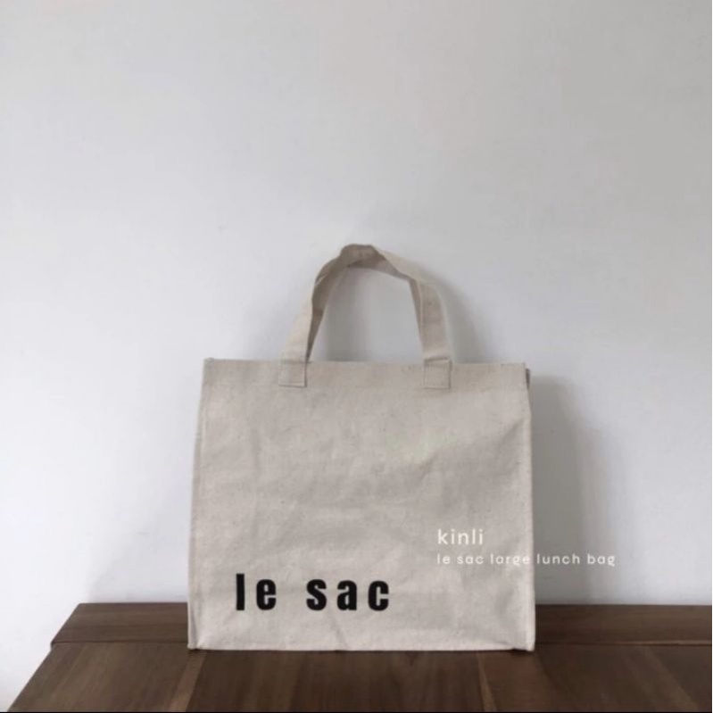 le sac canvas bag multifunctional lunch tote bag with velcro closure