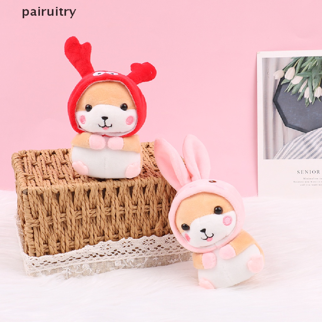 Prt 12 cm Berubah Jadi Lucu Imut Hamster Liontin Boneka Mainan Mewah Keji Akita Puppy Schoolbag Pendant Hadiah Perempuan PRT