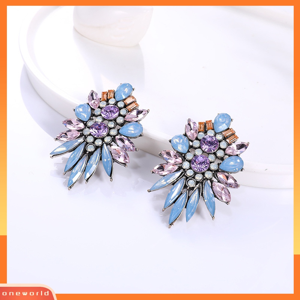 [WONE] Wanita Fashion Berlebihan Imitasi Kristal Berlian Imitasi Ear Stud Earrings Jewelry