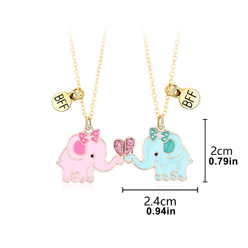 Fancyqube 2 Pcs/Set Lucu Kartun Liontin Rantai Sahabat Magnet Kalung BFF Persahabatan Anak Perhiasan Hadiah