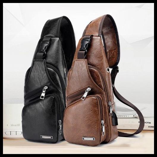 [Cod] Tas Selempang Kulit Pria Import Slempang Cowok Selendang Murah O
