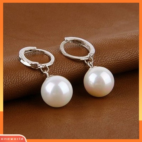 [WONE] Wanita's Elegan Mutiara Imitasi Menjuntai Eardrop Ear Hoop Earrings Perhiasan Pesona