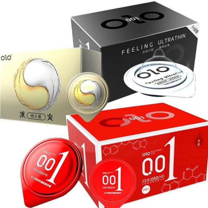 OLO Kondom 0.01 super tipis kontrasepsi tahan lama 10 pcs / box