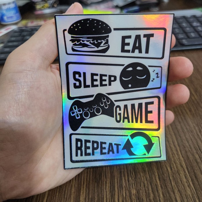 

Sticker Hologram Anime Besar - PSH1197 - Logo - Eat Sleep Game Repeat