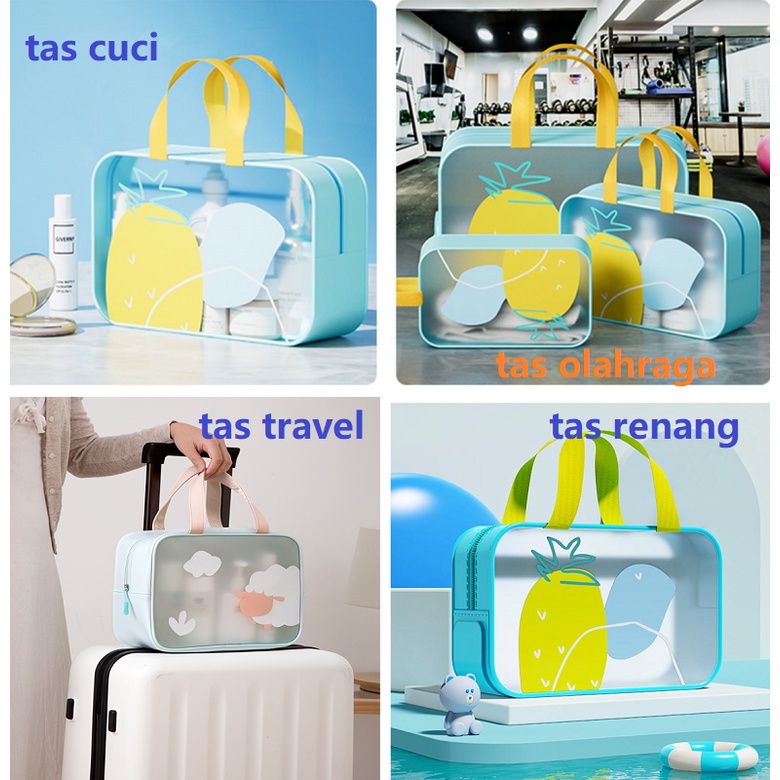 Tas Kosmetik Travel Bag Pouch Kosmetik wash bag Tas Make up Pouch Tas berenang Transparan Tahan Air