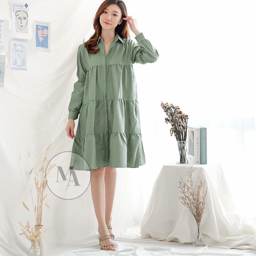 ❀❀ dianara tunik / long tunik wanita terbaru / midi dress polos pastel sage green lilac