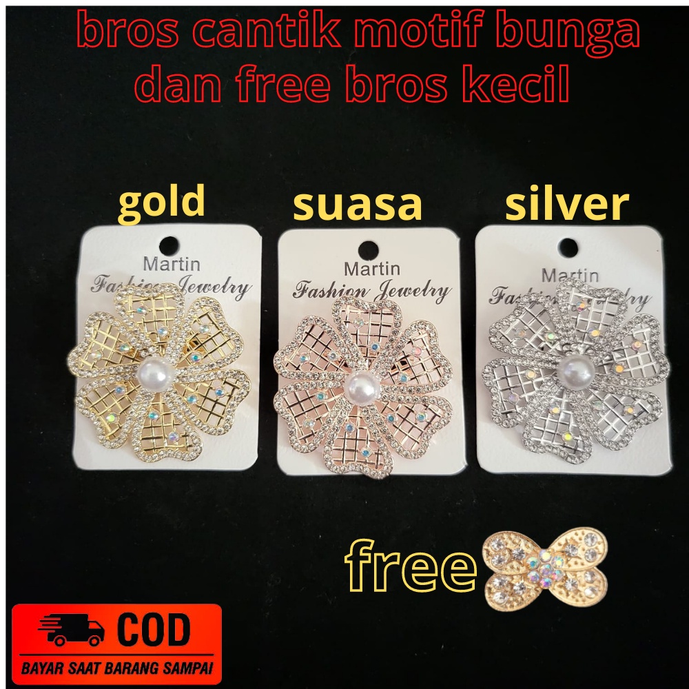 Bross  Cantik motif Bunga dan Free Bros Kecil