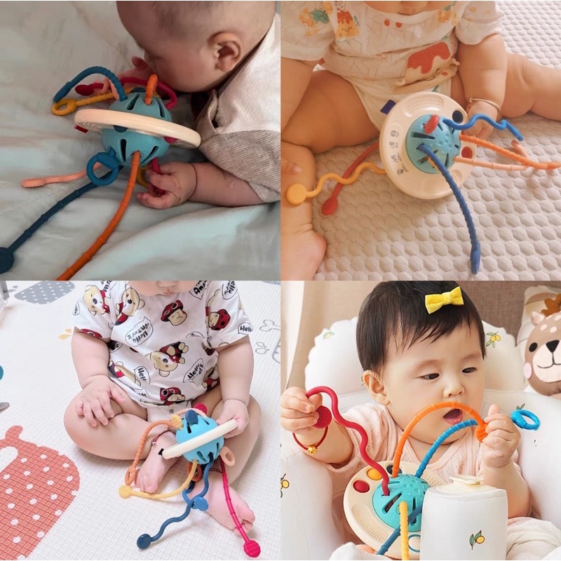 3 In 1 Baby Teether Gigitan Bayi Car Seat Toys Mainan Motorik Anak Baby Pull Toys Bahan Silikon