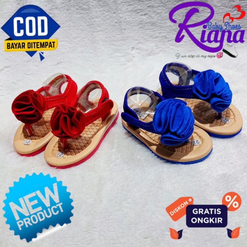 Sandal jepit bayi Bunga embos murah terbaru usia 6-18 Bulan