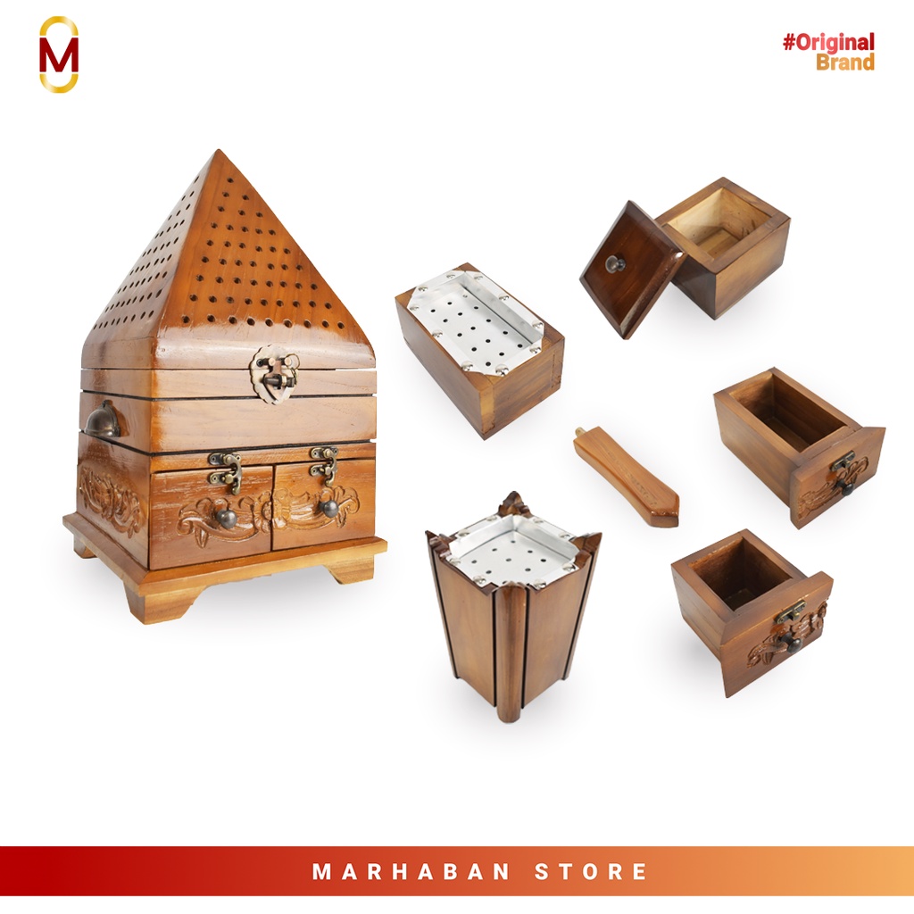 Mabkhara Prapen Kayu Jati Ukuran Besar 40 x 20 cm | Mabhara Bukhur Buhur Kayu jati Asli