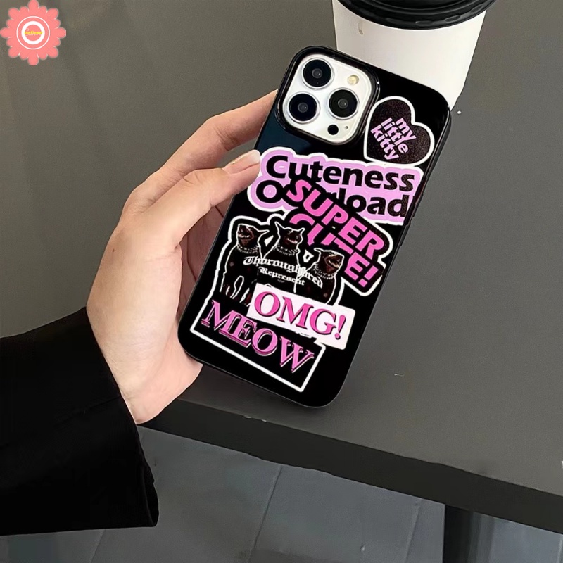 Ins Trendy Stiker Label Ponsel Case Trendi Kompatibel Untuk IPhone 11xr 78 Plus 14 13 12 Pro Max X XS Max SE 2020lembut Tpu Silicon Glossy Halus Phone Cover