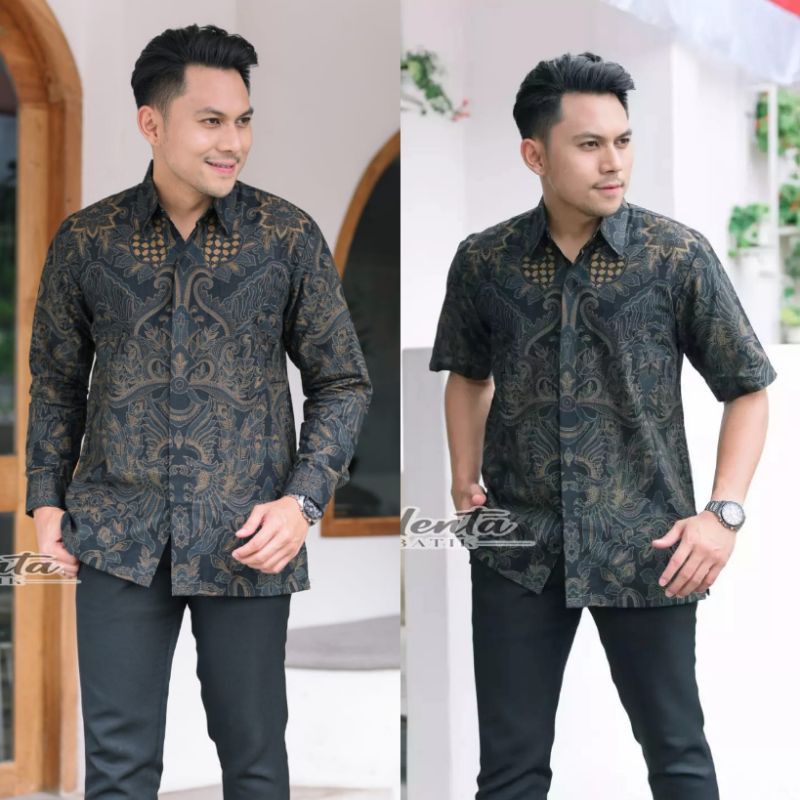 Baju Kemeja batik pria cowok cowo lengan panjang pendek pekalongan solo seragam keris premium BG10