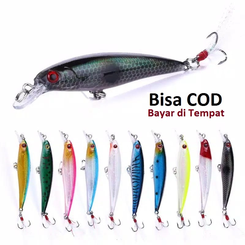 Minnow Casting 9cm/7.2gr Berbulu Umpan Pancing Ikan laut pinggiran sungai paling ampuh Hampala Tribl
