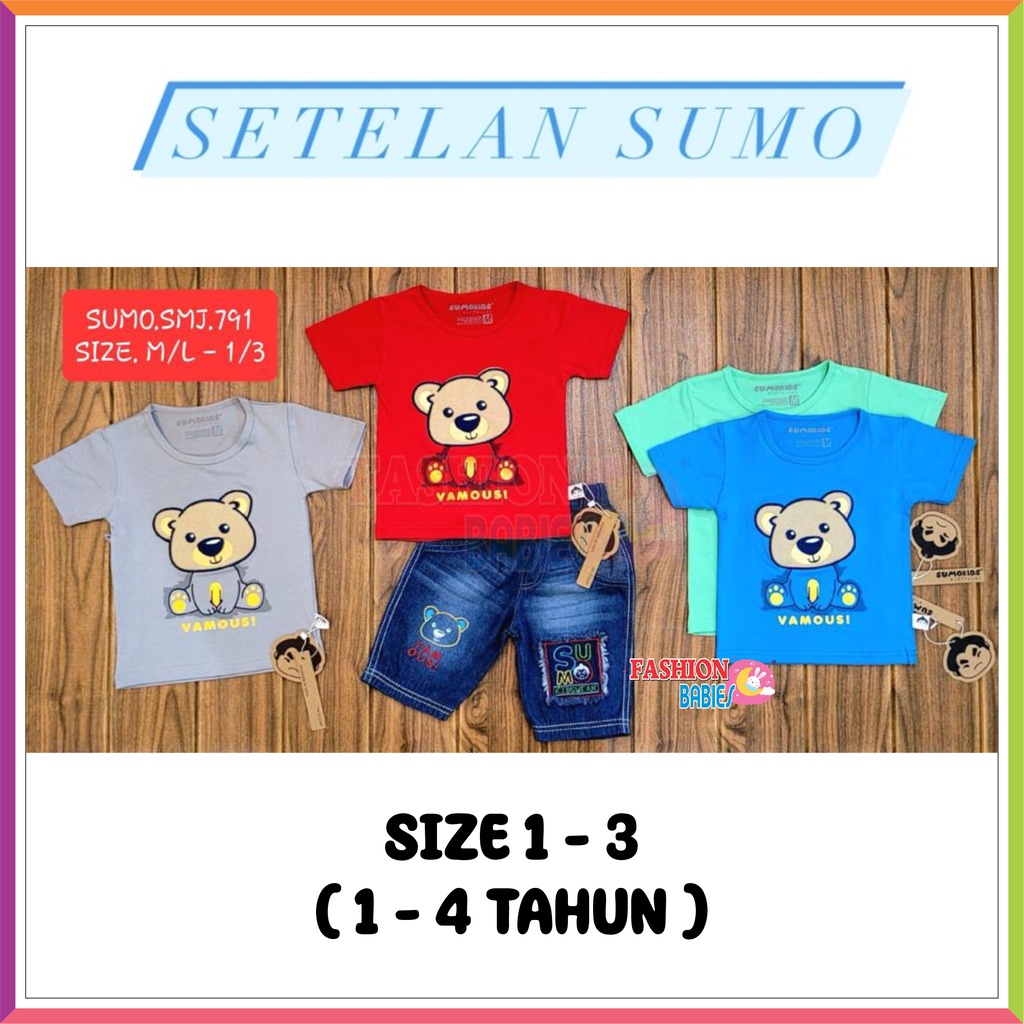 SETELAN SUMO CELANA JEANS / SETELAN ANAK / SETELAN JOGGER 0-4 TH SMJ 843 ❤ FASHIONBABIES ❤