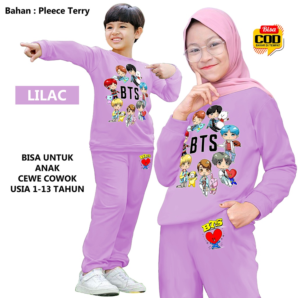 BISA COD&amp;GRATIS ONGKIR TM 0004 Setelan Anak BTS BT21, Setelan Training Olahraga Anak