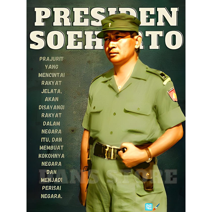 Poster Presiden Soeharto Hiasan DInding Aestheti bahan MDF