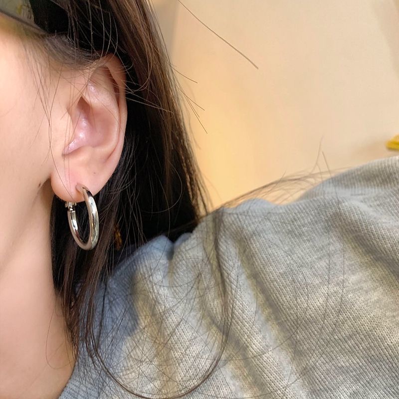 Anting Perak Korea Untuk Wanita Hypoallergenic Hoop Earring Perhiasan Y2K Aksesoris