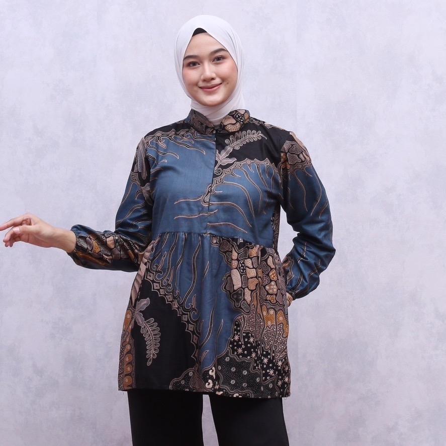 BLUS BATIK LENGAN KARET MOTIF TARUNG