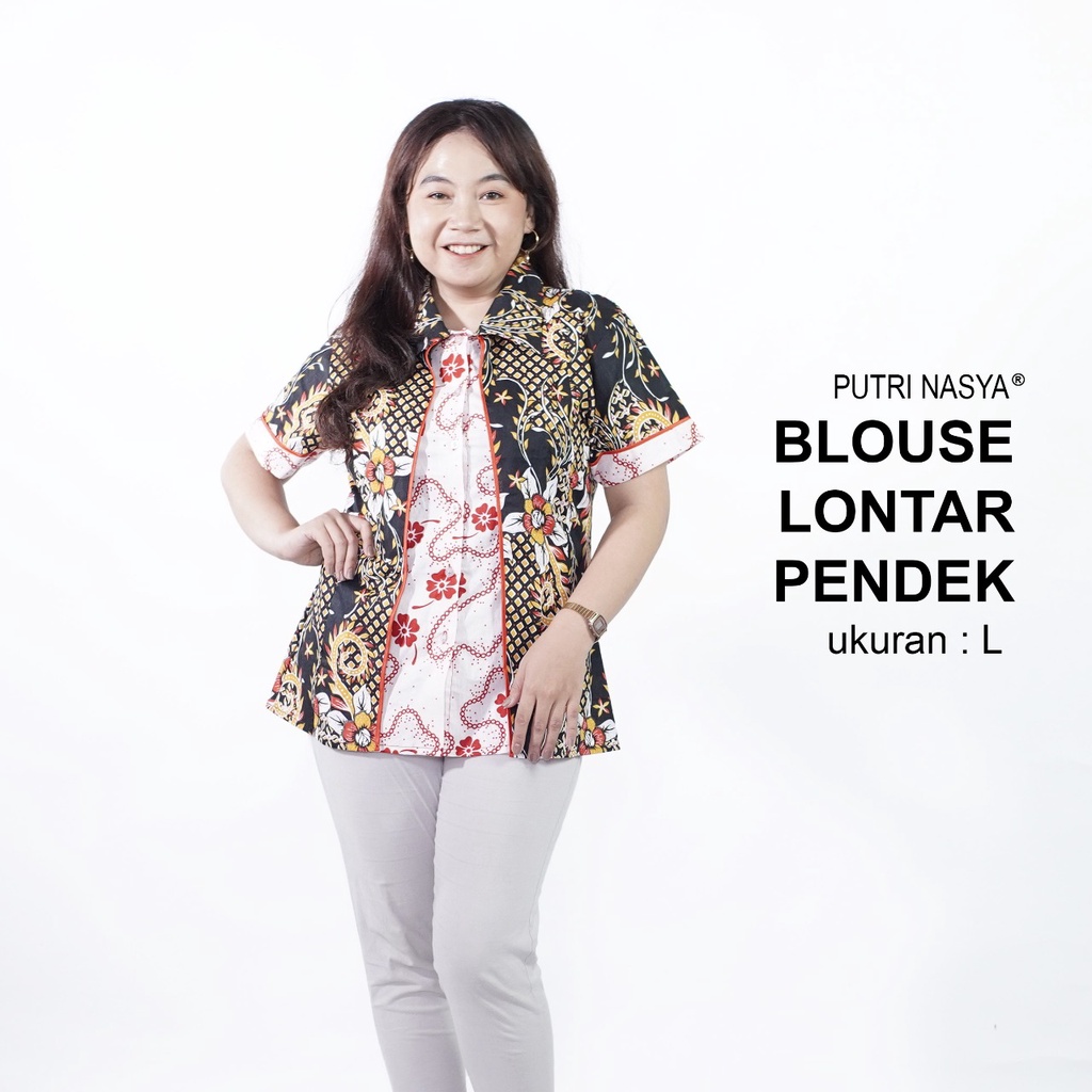 Atasan Batik Blouse Big Size Wanita Lengkap S-M-L-XL-2L-3L-4L-5L-6L-7L Model Blus Jumbo Panjang Seragam Batik / Atasan Batik Kekinian Kerja Kantor Seragam / Pakaian Batik Terkini Terbaru Bahan Katun Formal Super Big LD 140