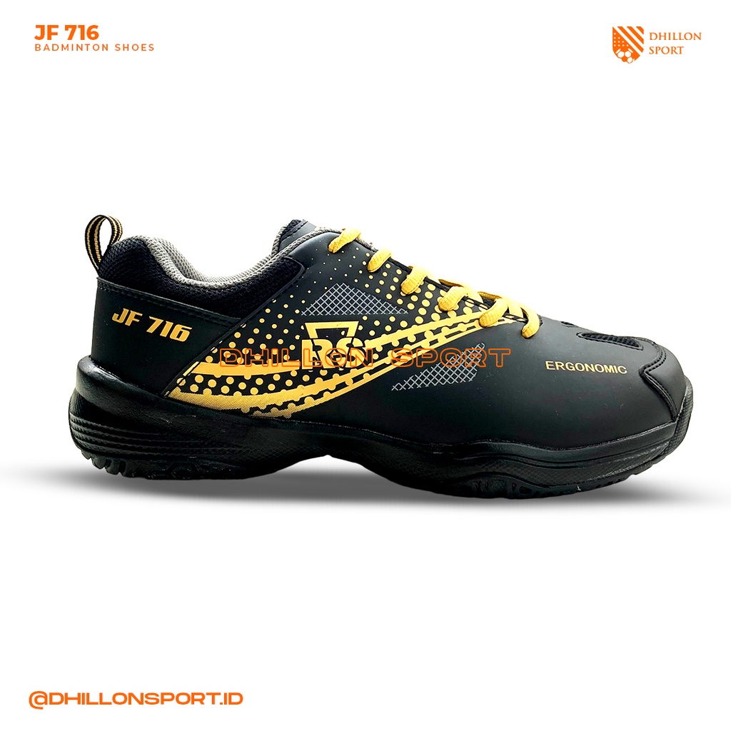 Sepatu Badminton RS Jeffer RS JF 716 Black ORIGINAL JF716